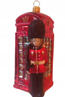 SKLENENÉ VIANOČNÉ GOLE Anglická telefónna búdka, chránič UK, 13 cm